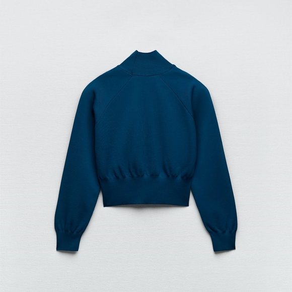 Zara Limited Edition Knit Mock Neck Top with Shoulder Pads - Picture 6 of 8